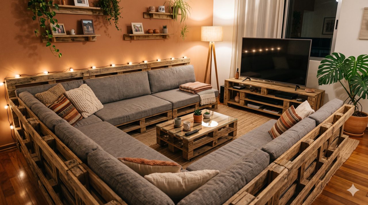 Sala em U de pallet