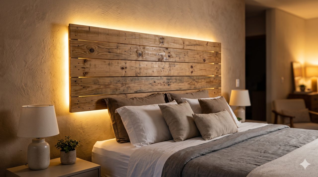 Cabeceira flutuante com LED
