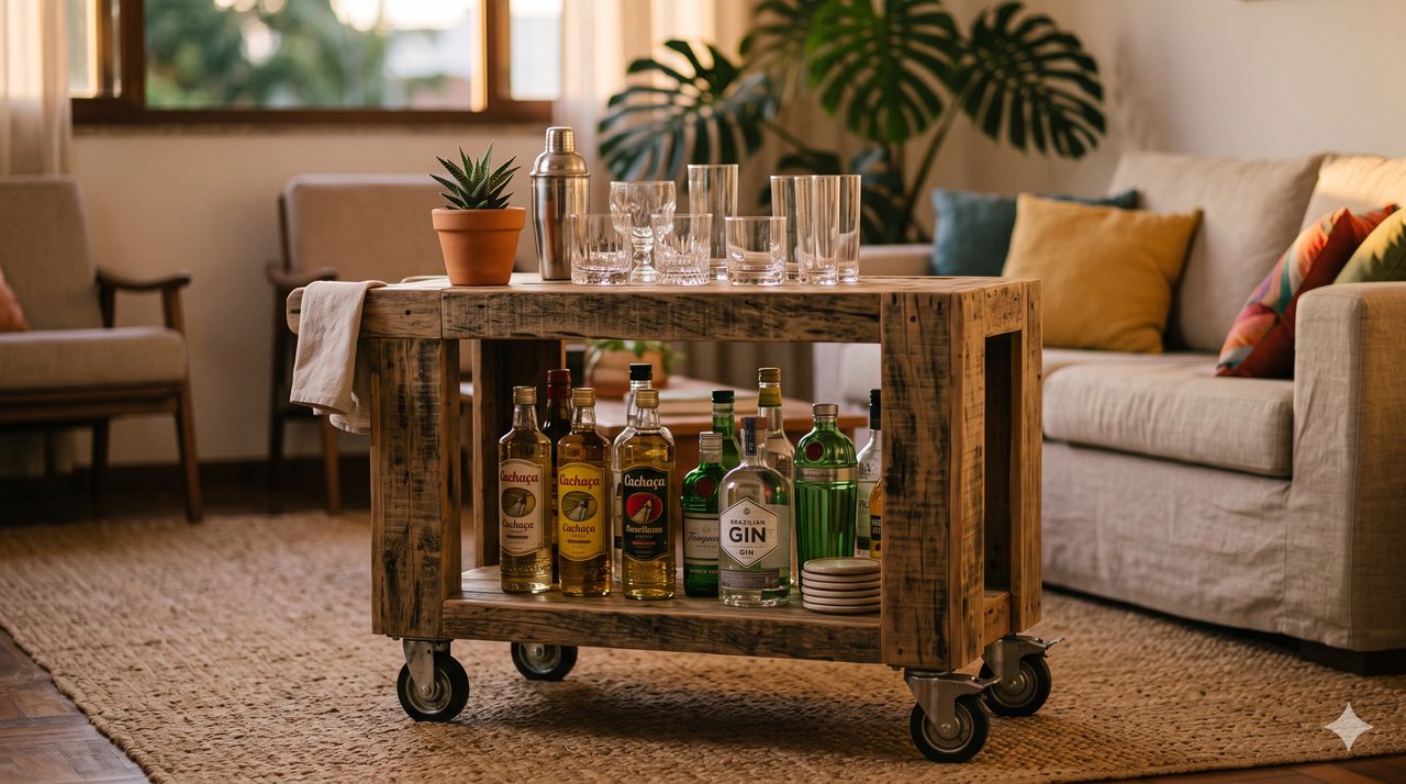 Carrinho de bar de pallet